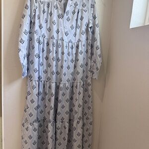 Blue and White Patterned Maxi Dress